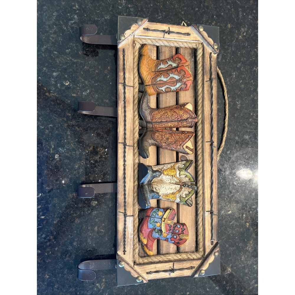 Rustic Wood & Metal Wall Mounted Hook Rack